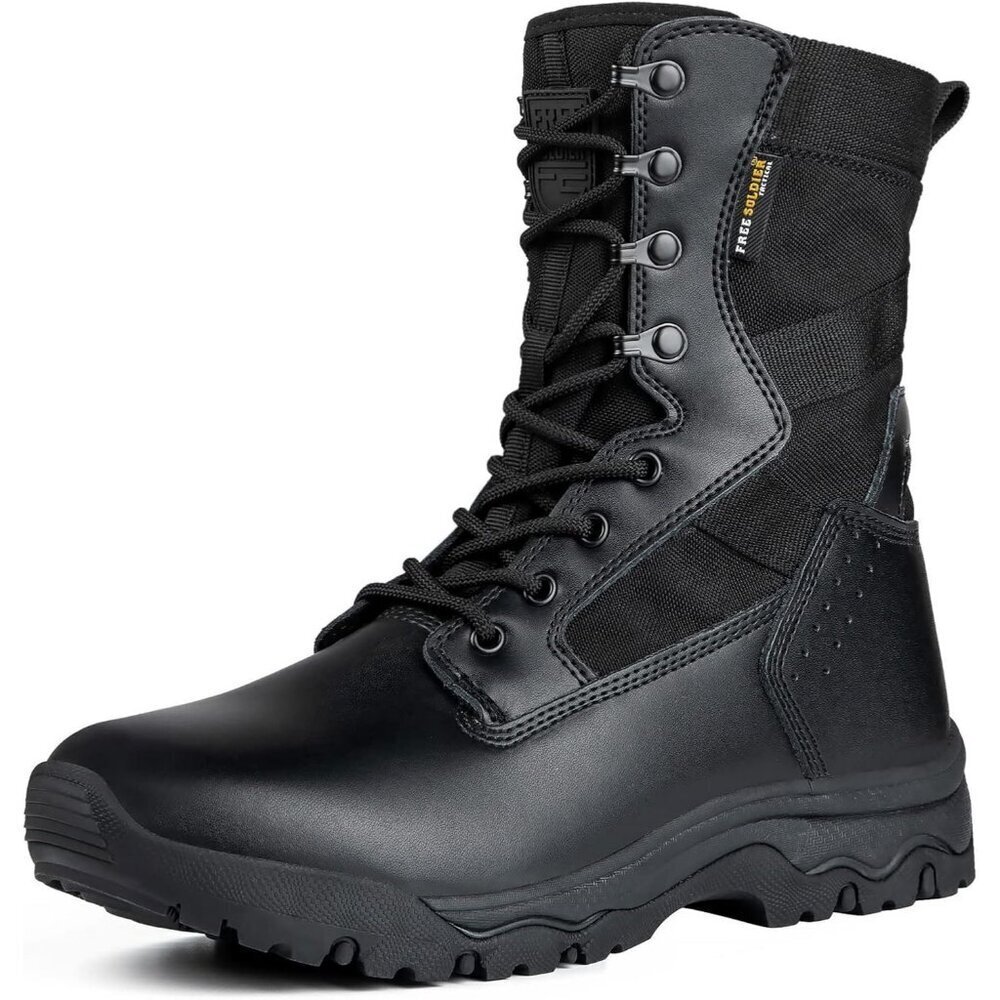 Men's Suede Leather Bright Black 8" Lightweight Military Work Combat Desert Boot